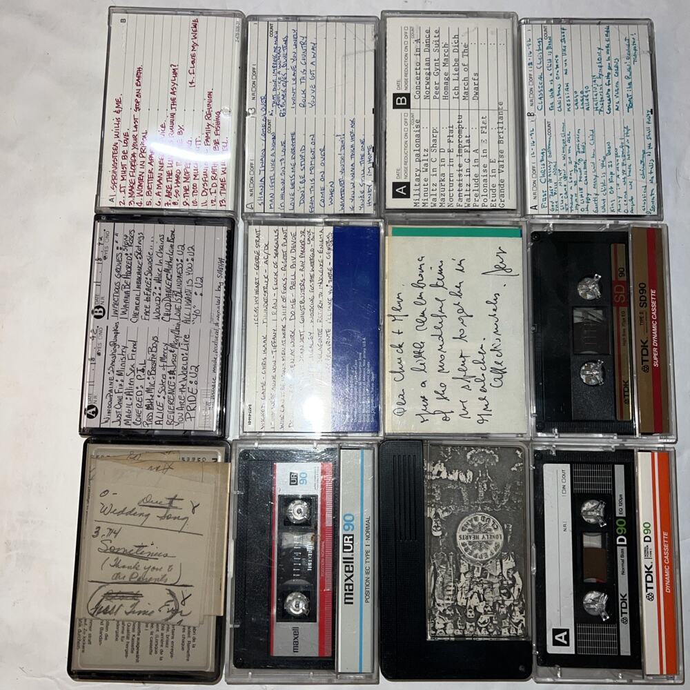 Lot 12 Prerecorded Blank Cassette Tapes for Re-Recording
